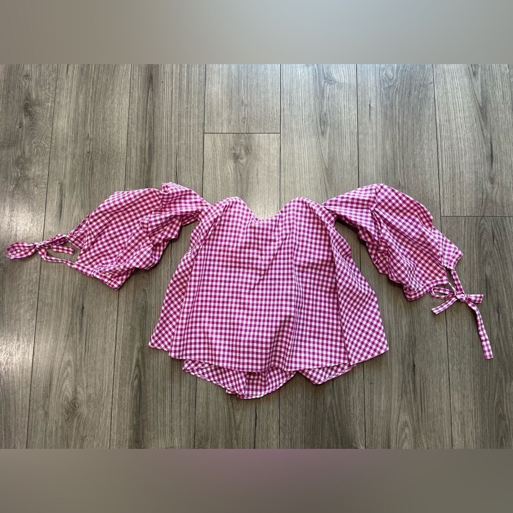 Caroline Constas | Gabriella Blouse | Pink‎ Gingham | Sz XS